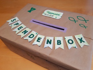 Foto: selbst gestaltete Spendenbox